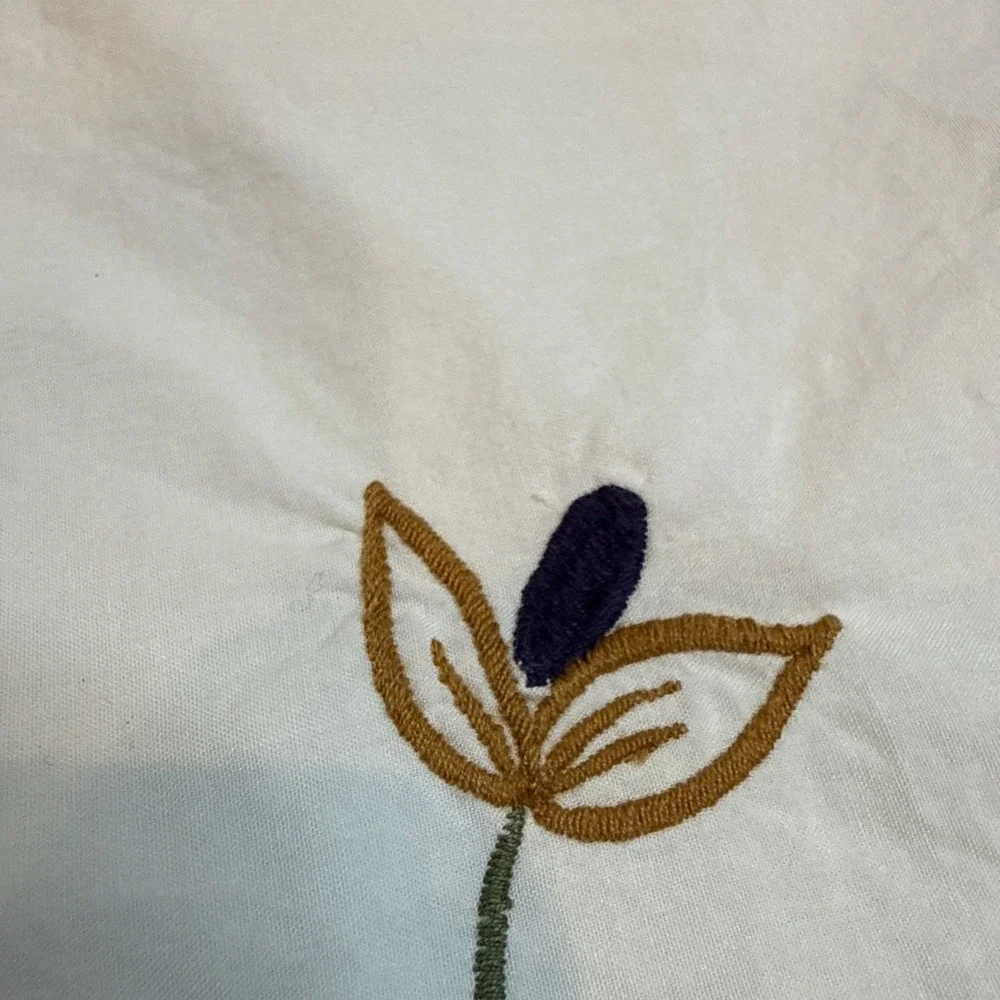 Single Pottery Barn Pillow Sham Floral Embroidered Standard Cotton Standard